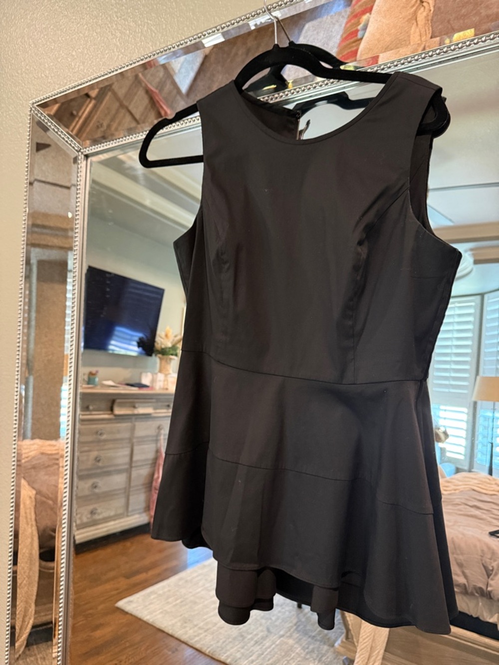 WHBM Women's Black Sleeveless Peplum Dress
